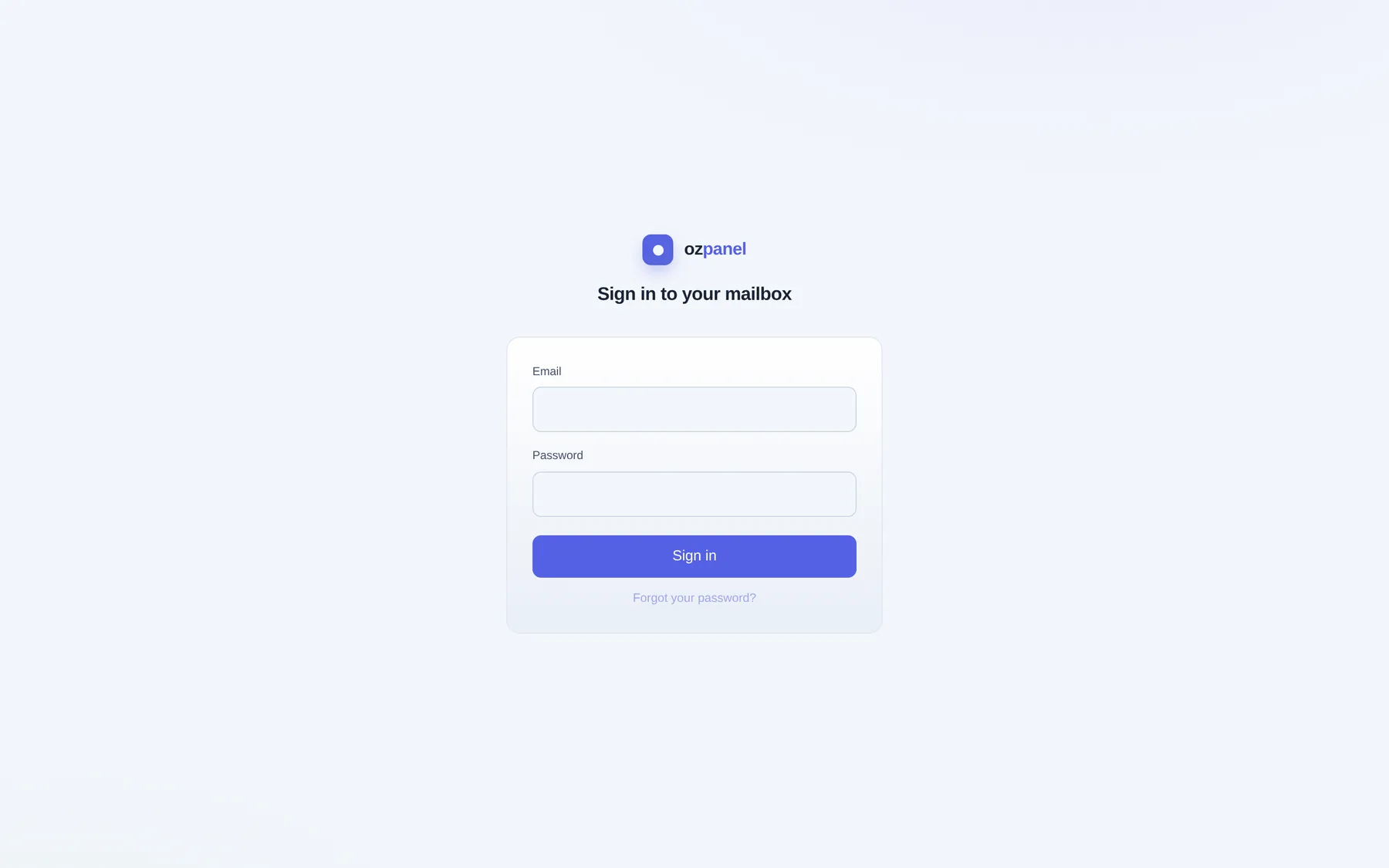 Mailbox · Sign in. — ozpanel screenshot